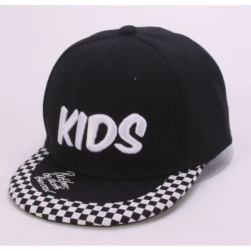 Детская кепка для мальчиков Snapback хип-хоп Шляпа Вышитая Регулируемая дышащая уличная аксессуар - Цвет: black
