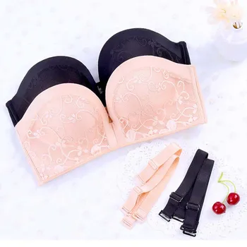 

KYLIE PINK Lace Lingerie Strapless Bra Bralette Non-slip Brassiere 1/2 Cup Sexy Bras For Women Seamless Underwear Push Up Bra