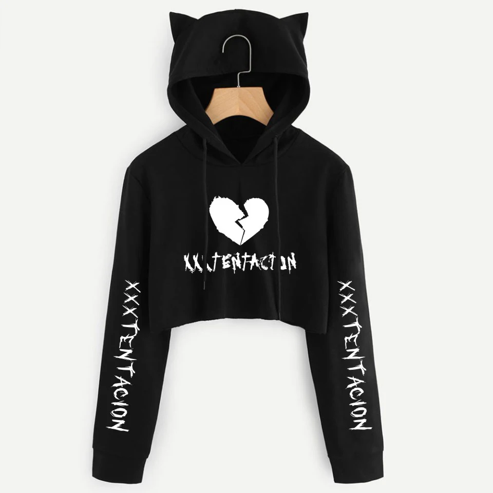 Прямая поставка xxxtentacion укороченный топ толстовки горячая Harajuku короткий Свитшот