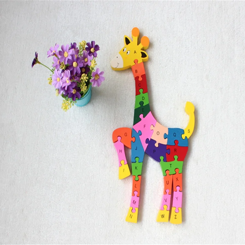 

Funny Wooden Giraffe Animal Alphabet Early Learning Puzzle Jigsaw For Children Kids Educational Learing Intelligent Toys