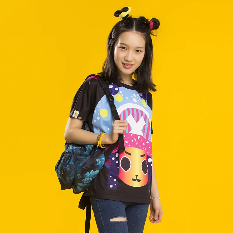 

One piece Tony Chopper Cosplay Cartoon Short Sleeve T-shirt Animal Unisex Black Be