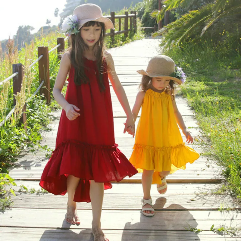 

2018 Long Dress Fashion Trend Bohemian Dress for Girls Beach Tunic Spring Summer Maxi Dresses Kids Party Princess Dresses CC673