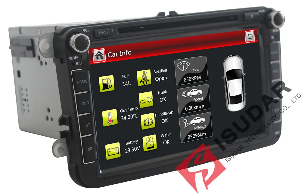 Isudar Автомагнитола с Сенсорным 8 Дюймовым Экраном Для Автомобилей Skoda/VW/Volkswagen/TIGUAN/MAGOTAN/Golf/CADDY/SEAT Wifi FM AM