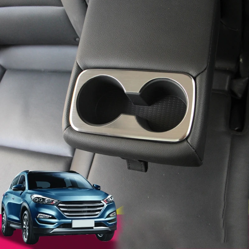 

Lsrtw2017 Abs Stainless Steel Car Rear Armrest Water Cup Frame for Hyundai Tucson 2015 2016 2017 2018 2019 2020