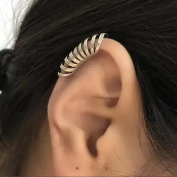 

Punk Style Genuine 925 Sterling Silver Clip Earrings Non-piercing Earcuff Statement Ear Jewelry Without Ear Hole