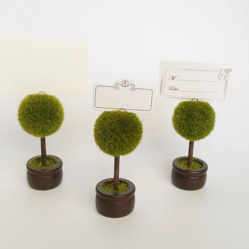 

10PCS Wedding favor Topiary tree Photo and Place Card Holder Wedding table decoration green tree table card holder