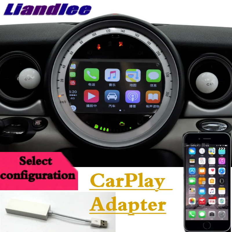 Для мини-Люка R56 2006~ 2013 Liandlee Автомобильный Мультимедийный адаптер NAVI CarPlay Android без dvd-плеера автомобильный Радио gps Карта Навигация - Цвет: black-CarPlay