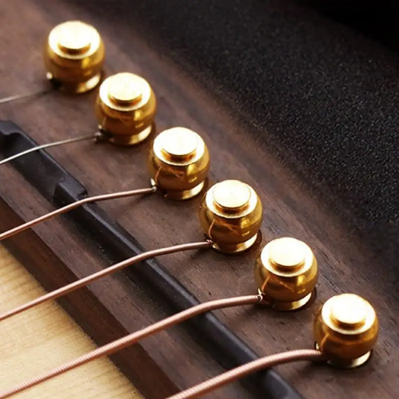 6pcs Acoustic Guitar String Bridge Pins Solid Copper Brass Endpin Replacement Parts Accessories