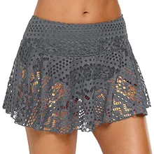 Сексуальные черные вязаные крючком кружевные бикини с юбкой летние нижние цельные открытые купальные костюмы юбка женский купальный костюм купальные шорты Прямая поставка