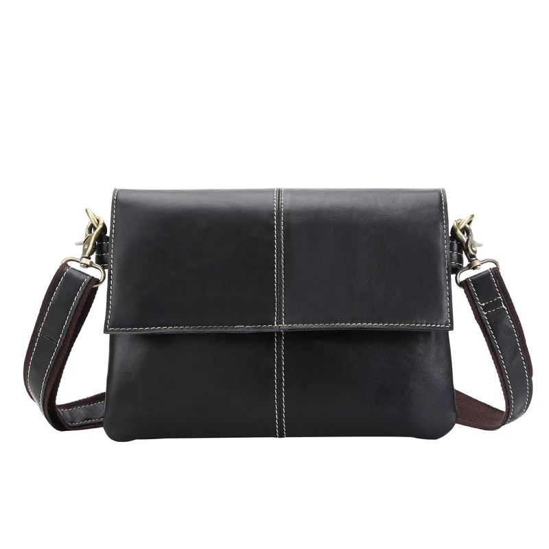 

Genuine Leather Men's Messenger Bags Men Double Layers Casual&Business Crossbody Shoulder Bag For Ipad