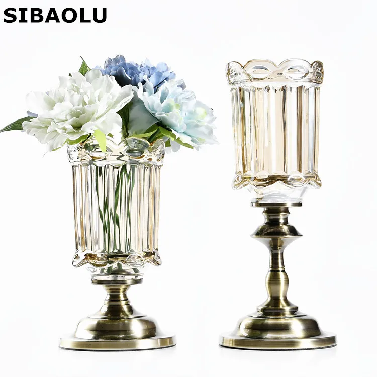 High Quality TableTop Vase Europe Crystal Tabletop Vase Modern Glass Flower Vase For Wedding