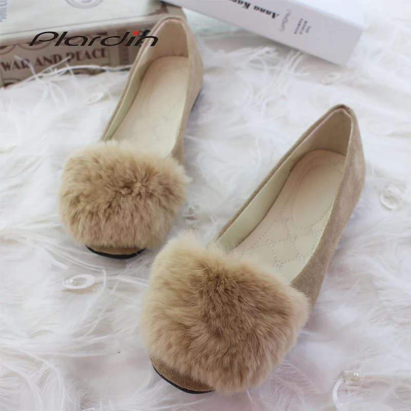 

Plardin 2019 Fashion Flock Women's Flats For New Summer Slip-On Round Toe Casual Flat Shoes Basic ballet Shoes Woman Size Plus