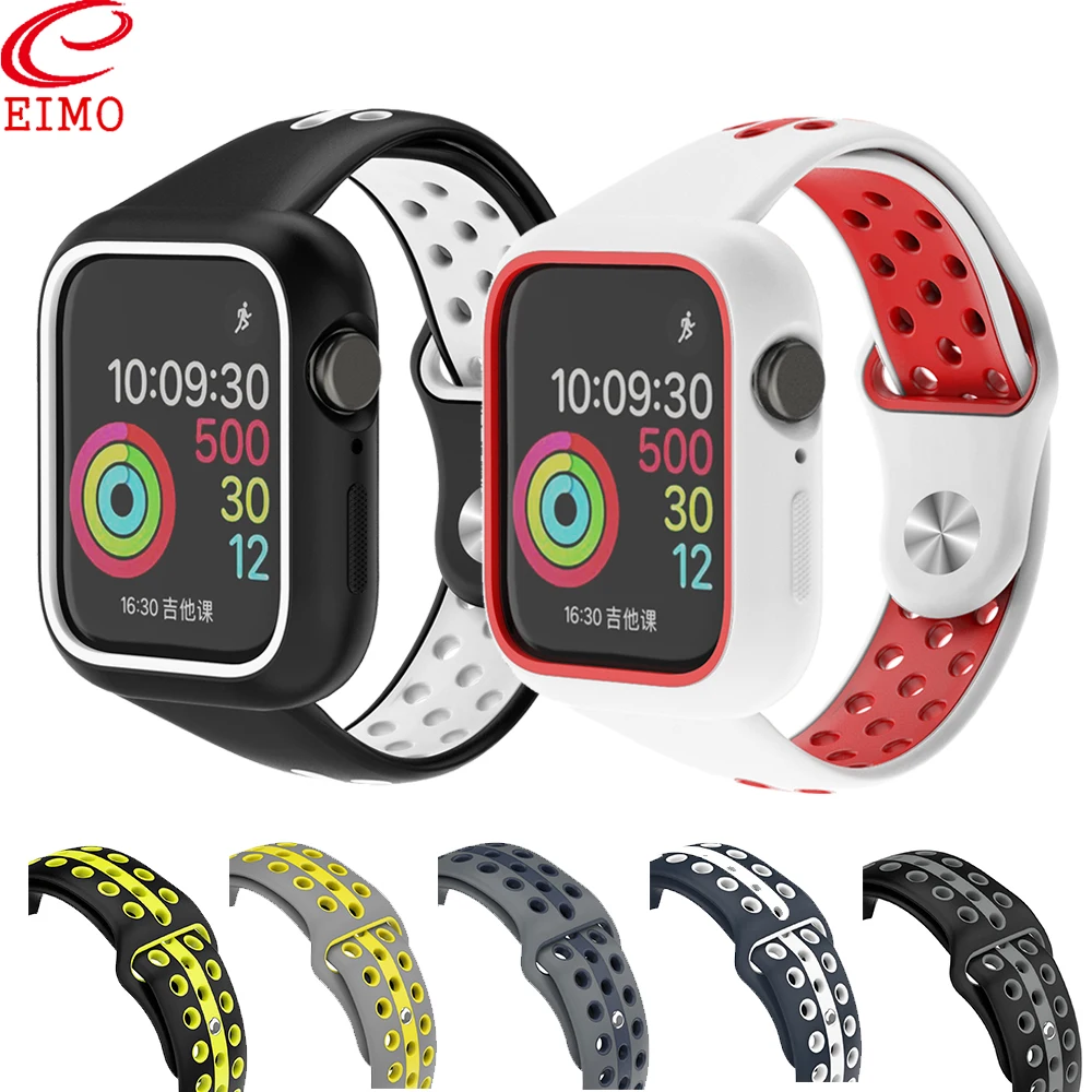 

Case+strap for Apple watch band 44 mm 40mm iWatch band silicone Protector case cover+watchband bracelet Apple watch 5 4 40/44mm