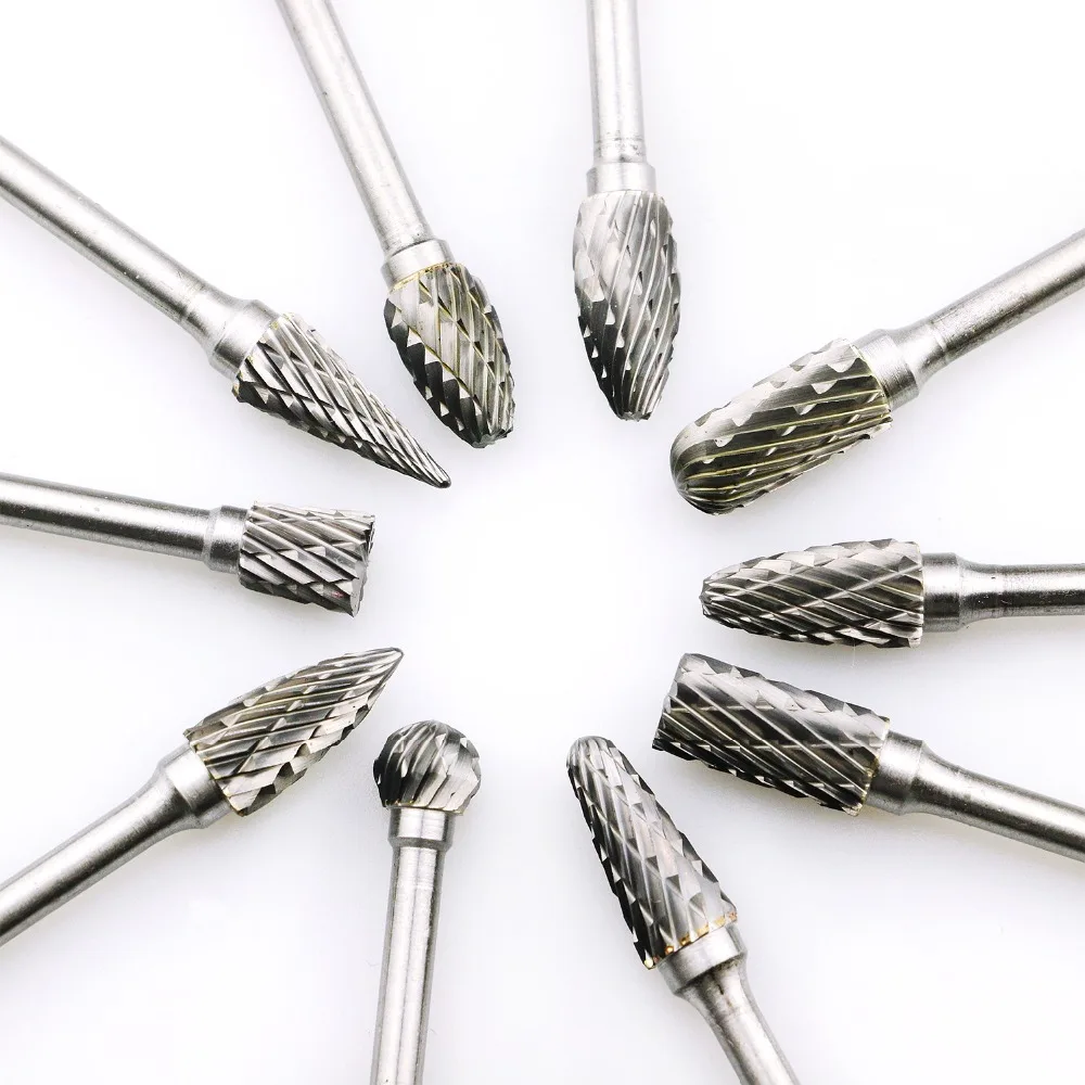 10pcs Double Cut Tungsten Carbide Rotary burr Set Metal Carving