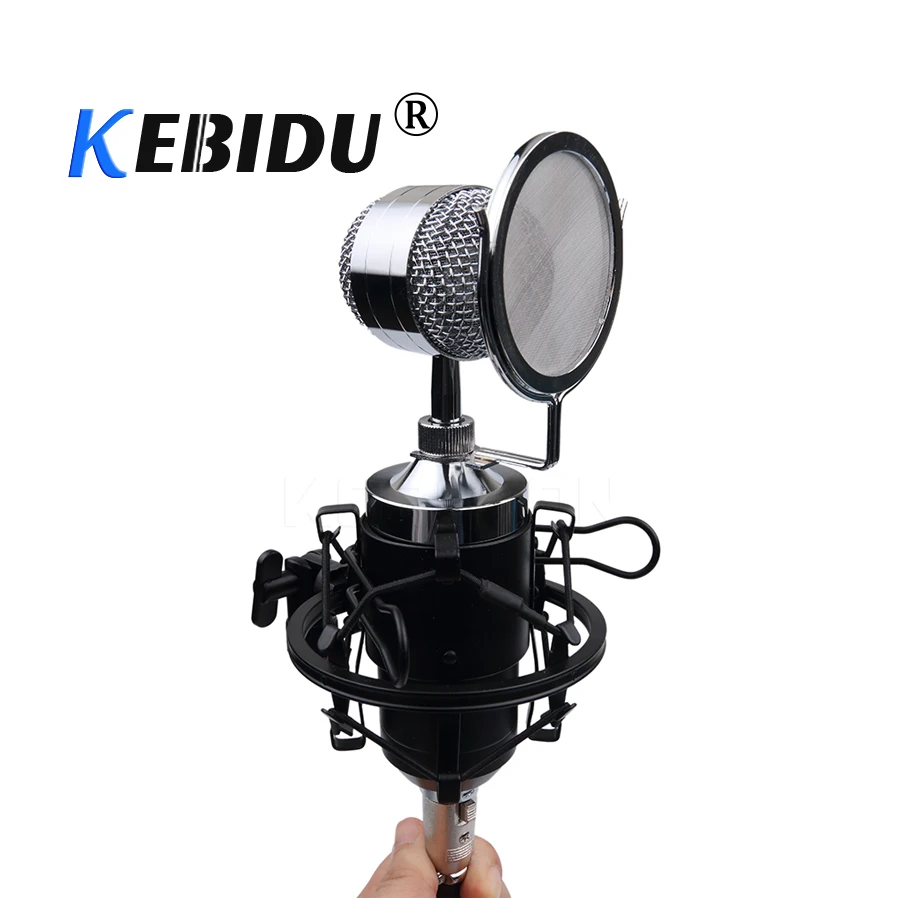 Конденсаторный микрофон kebidu конденсаторный для записи звука KTV с амортизирующим