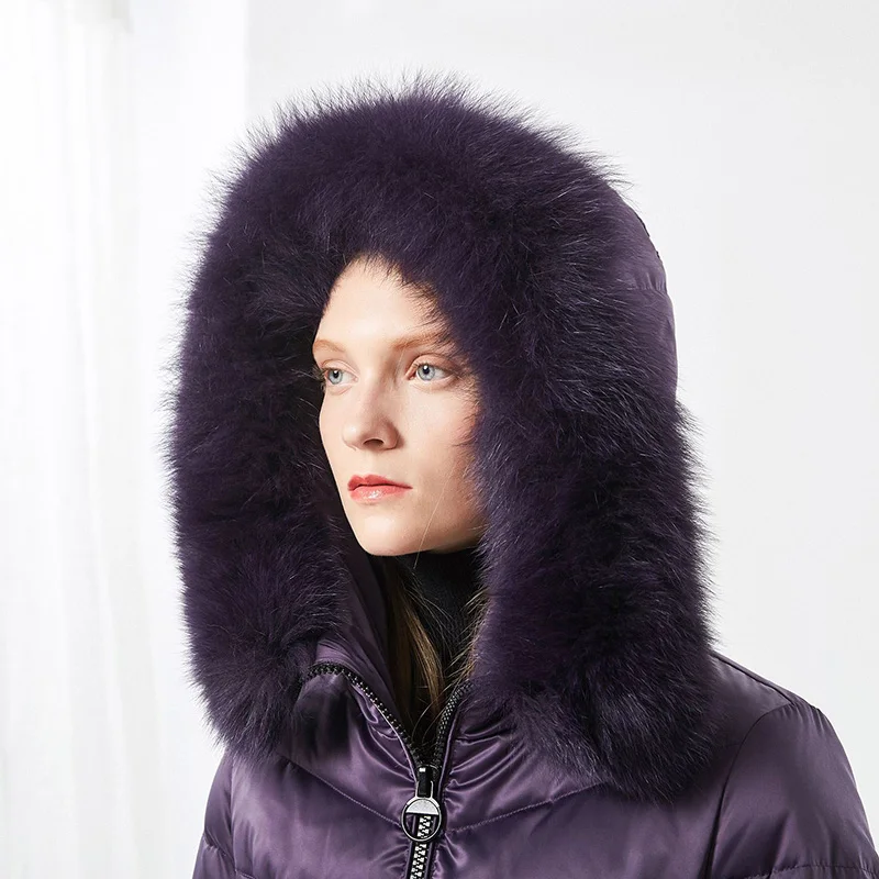 BOSIDENG women down coat winter thick down jacket mid-long real fur collar thick parka embroidery fabric oversize B70141046BWL