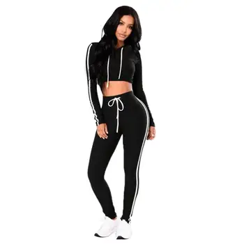 

Women Ladies Pullover Hoodies Sweatshirt Tops+Pants Wear Casual Sets black pink size S-XL 510