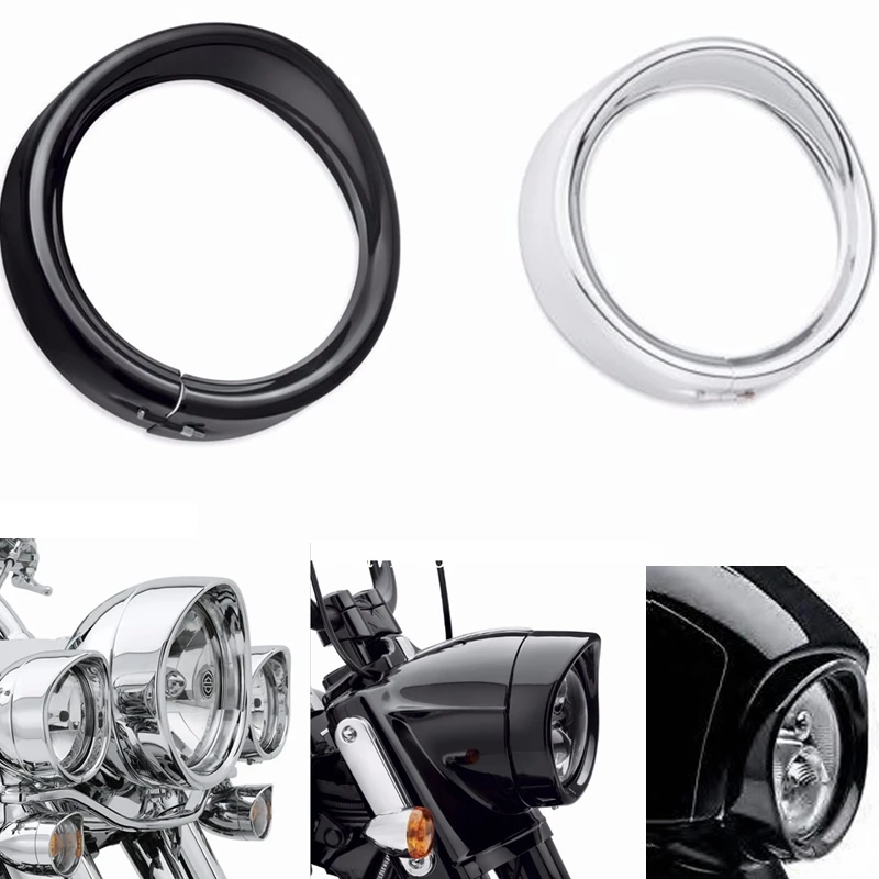 Motorcycle Accessories Black/Chrome Trim Ring Harley Touring Road King