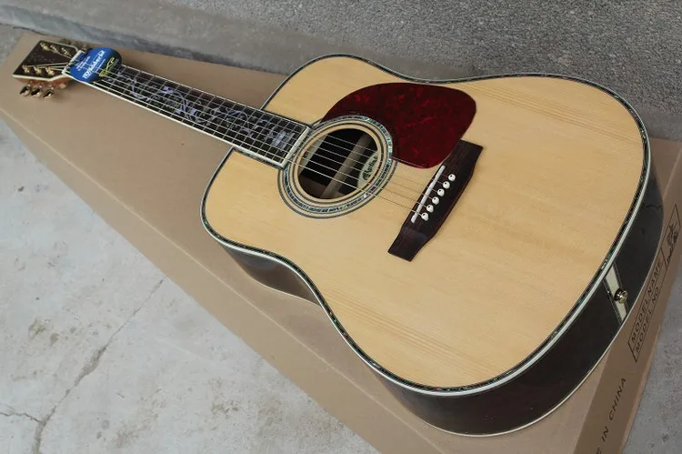 

Guitar factory custom 45 acoustic guitar life tree inlay fret solid spruce wood top guitar With fisherman with hard case