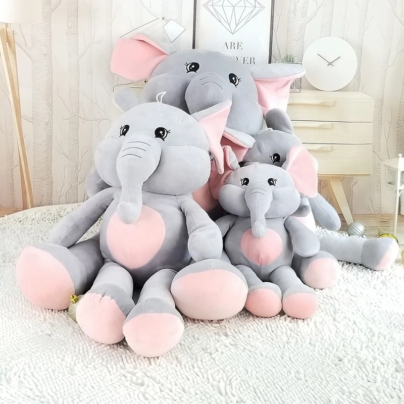 MIAOOWA 1PC 75/100CM Giant Cartoon Elephant Stuffed Plush Doll Baby Kawaii Elephant Animal Soft Pillow Toy Kid Children Boy Gift