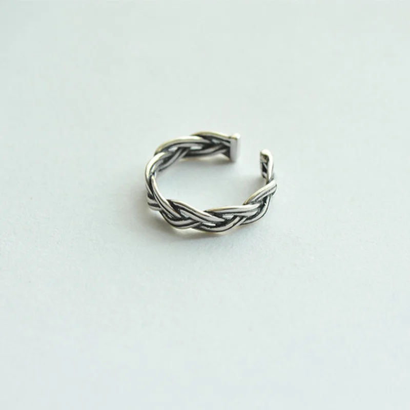 

Silver 925 ring Men's accessories Wrap woven rope opening vintage rings Indian jewelry in sterling silver Men's accessories