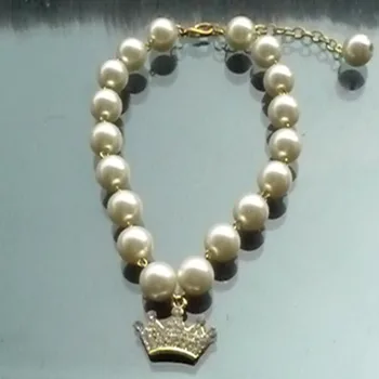 

Pet supplies pearl crown dog necklace pendant size can be customized cross-border electrical contractor 10pcs