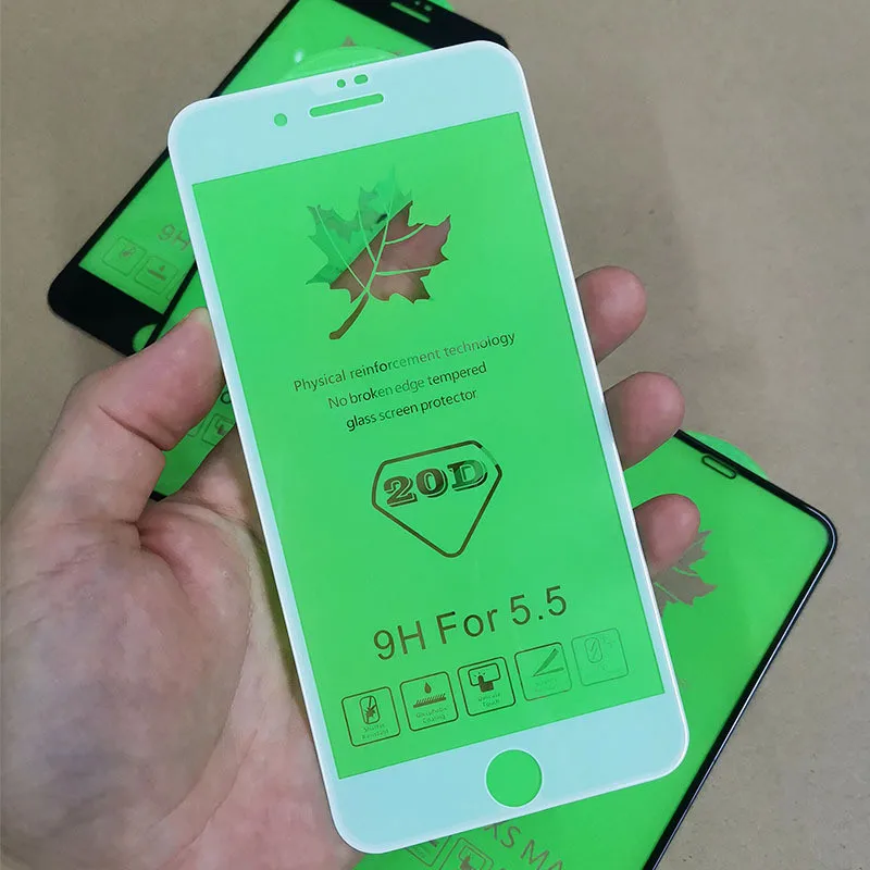 100 шт 20D полное покрытие Защитное стекло для iPhone 7 8 6 6 S Plus X XR XS Max полный клей Закаленное стекло Защитная пленка для экрана