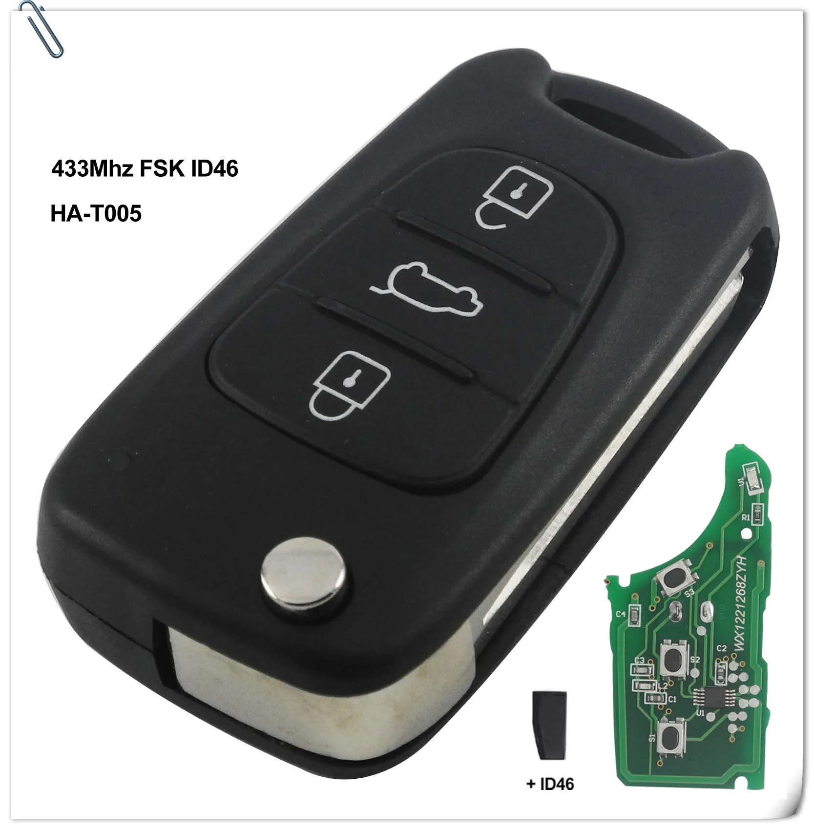 Keyforkess Per Hyundai I20 I30 IX35 Avante 433Mhz ID46 Chip 3 Bottoni Vibrazione Auto Pieghevole Chiave A Distanza Fob -