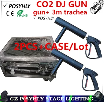 

2pcs/lot stage co2 dj gun + Flight Case manually dj gun + 3m high-pressure pipe, professional disco equipment