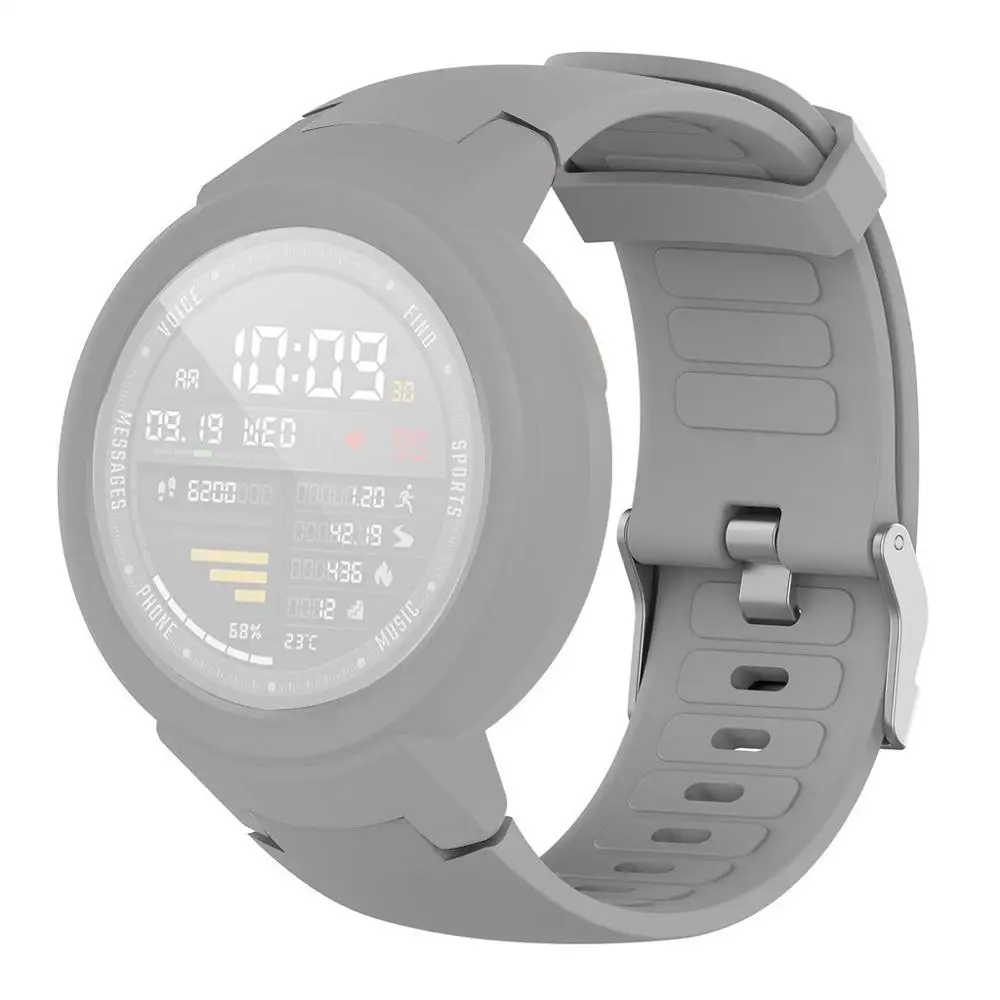 Ремешок для часов Силиконовый ремешок для часов+ ТПУ защитный чехол для Huami Amazfit Verge Молодежные часы сменный ремешок для браслета Q70 - Цвет: Серый