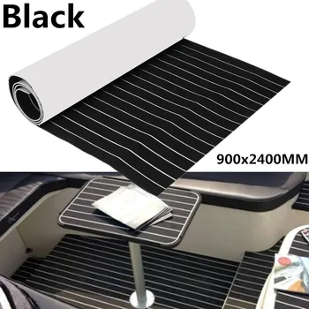 

900x2400x6mm Self Adhesive EVA Boat Yacht Marine Flooring Faux Imitation Teak Decking Sheet Pad Foam Floor Mat Black and White