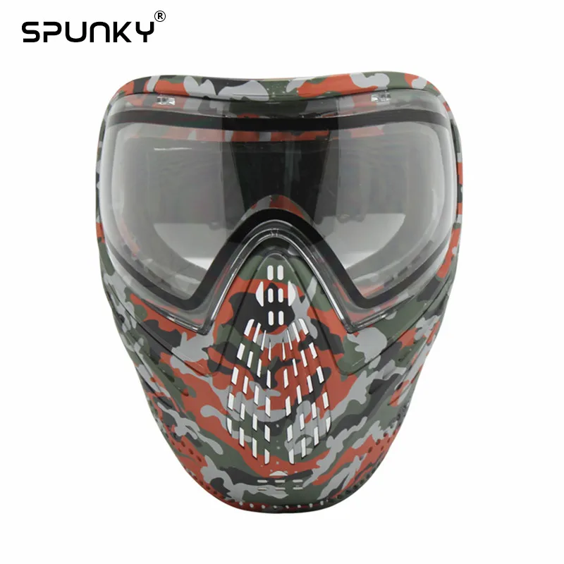 Большой красный призрак камуфляж Тактическая Военная пейнтбольная маска краска I4 тепловые линзы очки - Цвет: Transparent