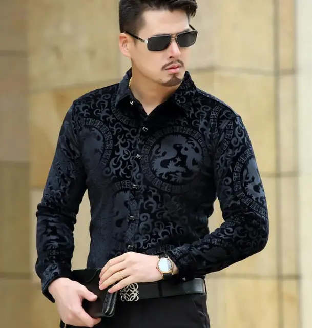 Top moda Trendy luksusowe męskie jedwabne koszule formalne Top Moda Trendy Luksusowe Męskie Jedwabne Koszule Formalne