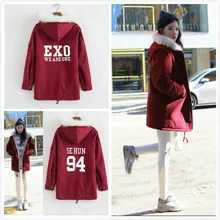 Luhan exo же абзац Sehun мягкий длинный участок корейской версии плюс толстый бархат кашемировое пальто Женская мода Kpop