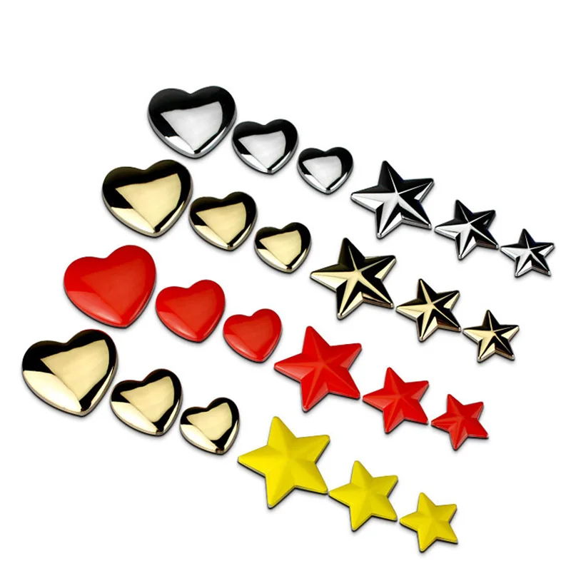 

DIY Colored Chrome Metal Zinc Love Heart Star Badges Refitting Car Styling Emblem Mark Cool Personality Body Decoration Sticker