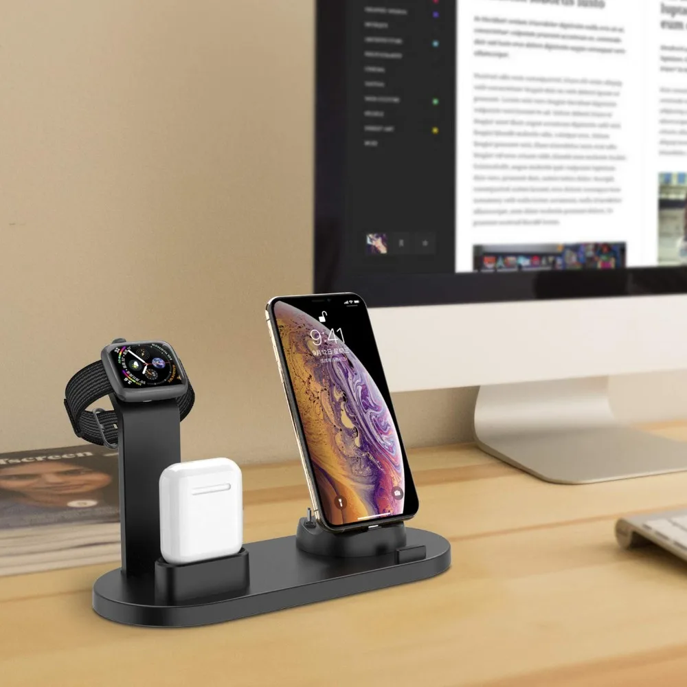 3 в 1 зарядная док-станция держатель для Apple Watch 5 4 3 2 iPhone 11 X XS XR MAX 7 8 6s 6 Airpods TYPE C USB зарядное устройство Подставка станция база