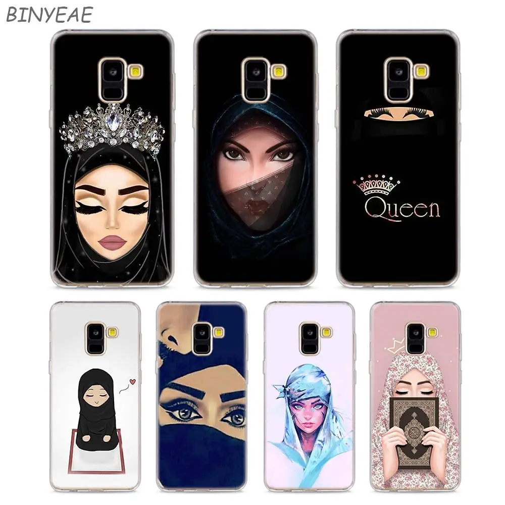 Transparent TPU Telefon Fällen Hijab Schöne Muslimische frauen für Samsung Galaxy A8 A7 A6 A5 A3