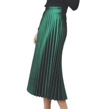 Buenos Ninos рождественские зеленые плиссированные юбки шифоновые винтажные черные юбки до середины икры с высокой эластичной талией для вечеринок 40