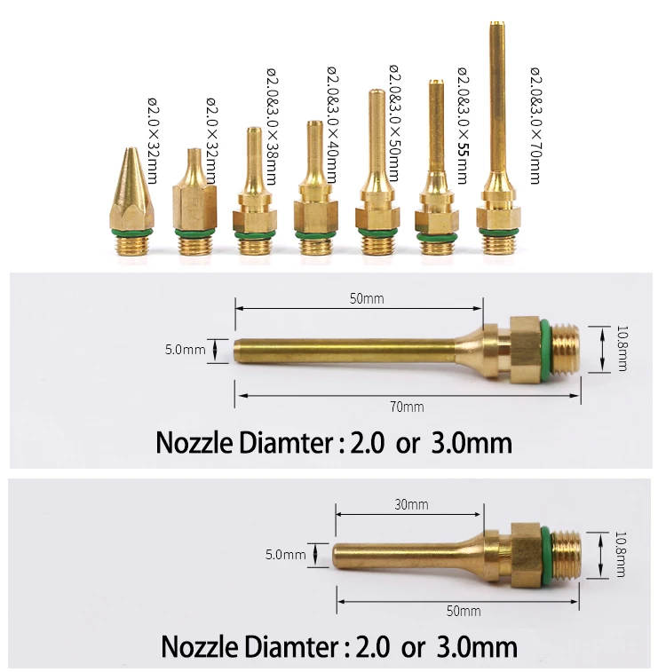 SACKFUL Большой Диаметр чистый Медь сопла 1,5*70 мм 3,0*50 мм 3 шт./лот Малый Калибр термоклей пистолет сопла Материал