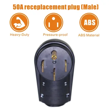 

Franchise RV 50 AMP Male Replacement Power Cord Plug Heavy Duty Black w/ Handle Plug #0605