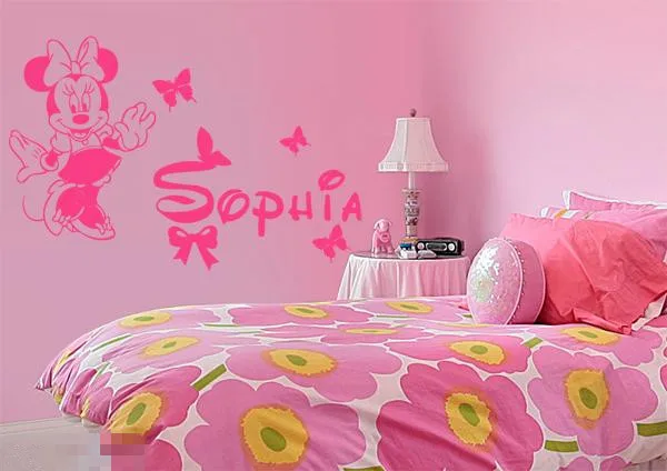 Personalise Name /& inspired Minnie DIY Removable wall sticker for kids