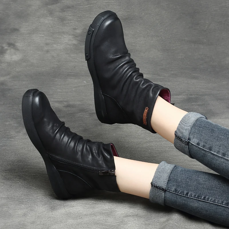 comfortable black booties low heel