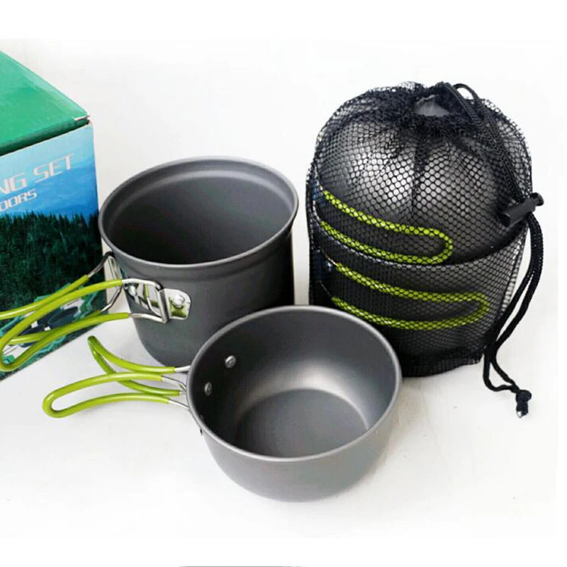 Senderismo Picnic vajilla mochila utensilios de cocina conjunto de aleación de aluminio de la olla para 2-3 personas luz peso 450g de utensilios de cocina m150864