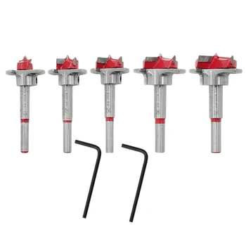 

5Pcs 15-35Mm Auger Drill Bit Wood Cutter Hex Wrench Woodworking Hole Opener Saw Woodwork Core Milling Cutter Hinge Hand Tools