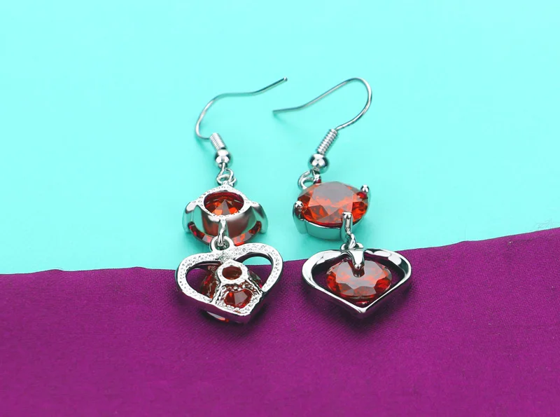 Женские серьги из серебра 925 пробы с красным цирконием|earrings fashion|silver fashion earringsearings