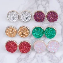 DoreenBeads Handmade Druzy Drusy Resin Dome Seals Cabochon Round font b Earrings b font Fashion Trendy