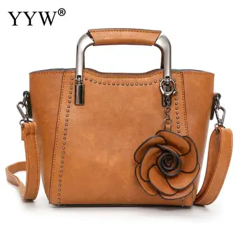 

208 Women Fashion Shoulder Appliques Flowers Bag Pu Leather Hasp Small Tote Cute Ladies Purse Messenger Crossbody Bag Handbag