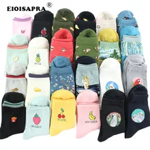 [EIOISAPRA] забавные носки с фруктами и ананасами суши/Птица/искусство масляной живописи Divertidos носки с персонажами для женщин Chaussette Femme S