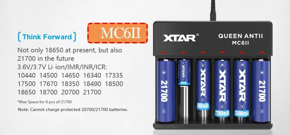 XTAR VC2 VC2 plus VC4 VC2S красочные VA ЖК-зарядное устройство для 10440/16340/14500/14650/18350/18500/18650/18700/21700/20700/17500 - Цвет: MC6II