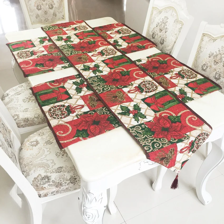 Corredores de mesa de Navidad intererina cubierta de mesa de lujo para la Decoracion del bar del hogar cubierta de vajill